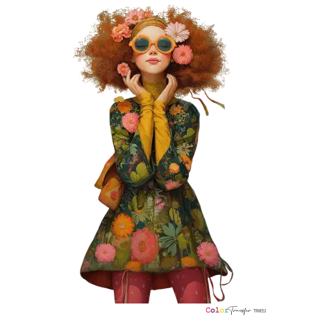 TRANSFER CHICA ABRIGO DE FLORES 21X27