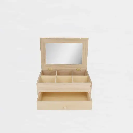 Joyero con espejo y cajón