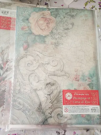 PAPEL DE ARROZ A4 ROSAS Y PORCELANA